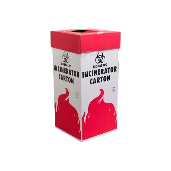 Bel-Art Cardboard Biohazard Incinerator Carton, Floor Model, 12" x 12" x 27", Red, 6/PK F13205-0001 - main